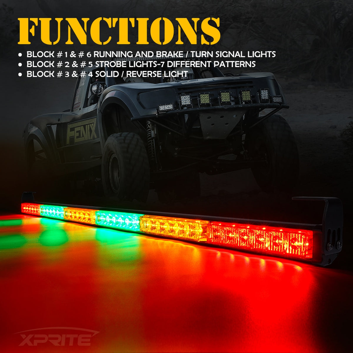Xprite RZ Series 36 Offroad Rear Chase LED Strobe Lightbar - RYGYGR – The  Offroad Division